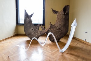 Katja Novitskova, Pattern of Activation (Rhinos), 2014.  Courtesy of Lewben Art Foundation, Kraupa – Tuskany Zeidler and the artist. Photo: Remis Ščerbauskas